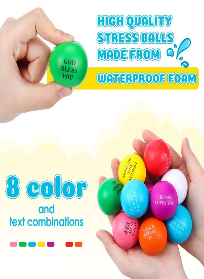 Silipull 48 Pcs Christian Stress Balls Bulk for Kids Bible Verse Motivational Stress Balls Colorful Religious Fidget Relief Toys for Christian Party Favors Valentines Exchange Gifts Easter Basket Stuffers - Image 4